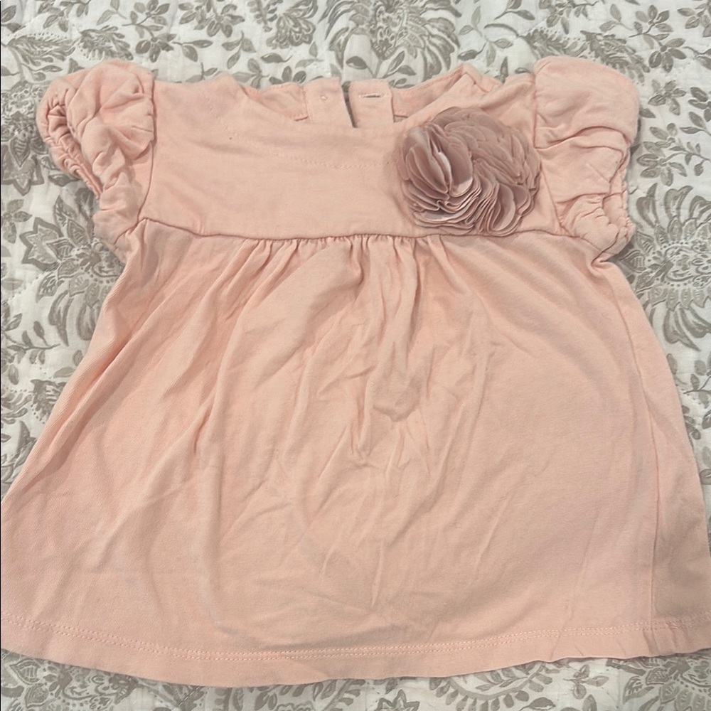 Pink baby Blouse with Floral Accent
